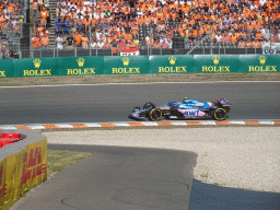 Formula 1 car of Esteban Ocon at the Hans Ernst Chicane at Circuit Zandvoort, viewed from the Eastside Grandstand 3, during the Formula 1 Free Practice 3