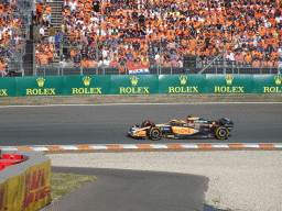 Formula 1 car of Daniel Ricciardo at the Hans Ernst Chicane at Circuit Zandvoort, viewed from the Eastside Grandstand 3, during the Formula 1 Free Practice 3