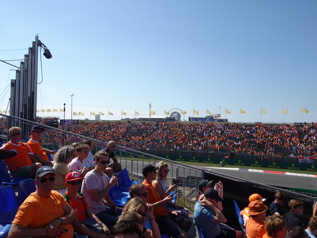 Fans at the Eastside Grandstand 3 and the Arena Grandstand 2 at Circuit Zandvoort, during the Porsche Mobil 1 Supercup Qualification