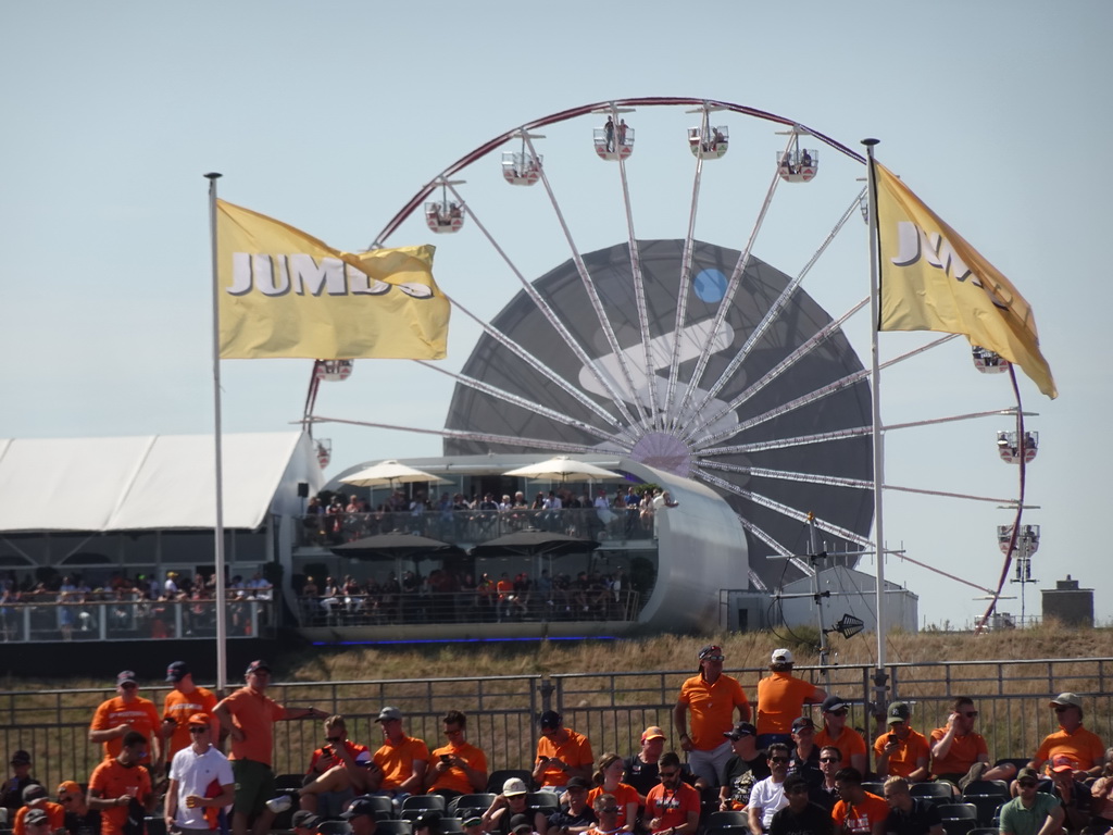 Grandstand at the main straight and the Ferris Wheel at Circuit Zandvoort, viewed from the Eastside Grandstand 3, during the Porsche Mobil 1 Supercup Qualification