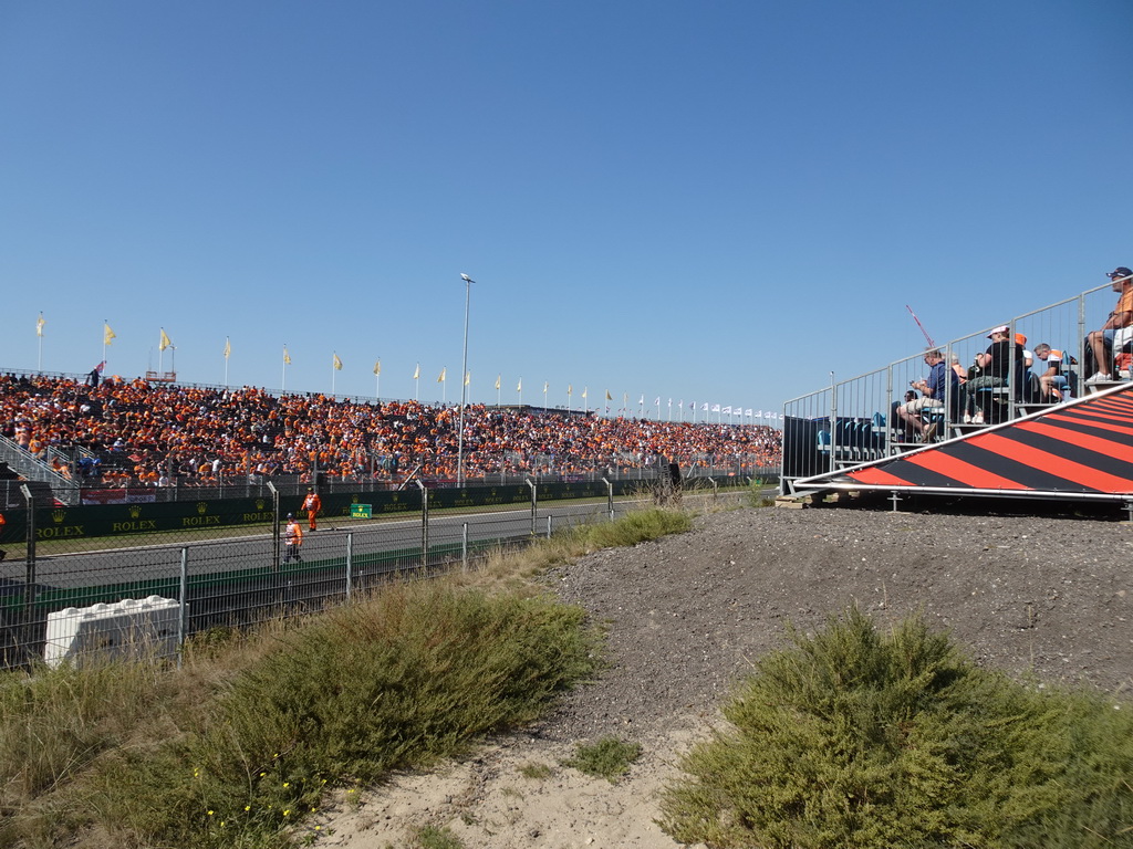 Fans at the Arena Grandstands 2 and 3 and the Eastside Grandstand 4 and the straight between turns 12 and 13 at Circuit Zandvoort, during the Paddock Club Track Tour