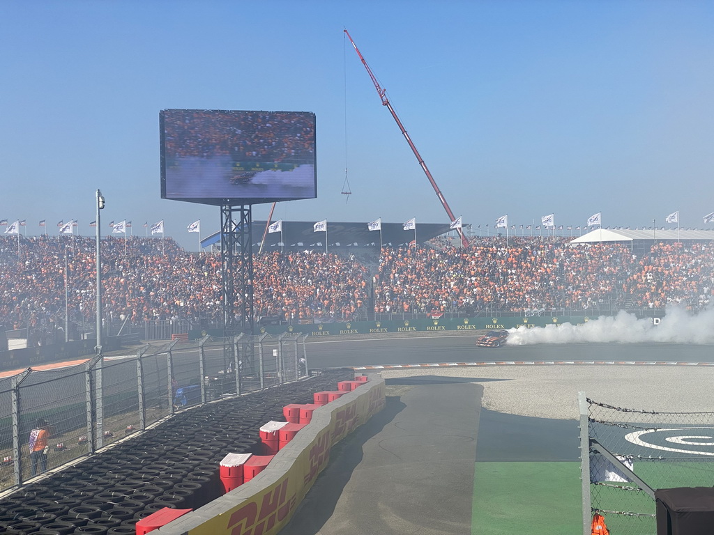 Car at the Hans Ernst Chicane at Circuit Zandvoort, viewed from the Eastside Grandstand 3, during the Formula 1 Pre-Qualification Show