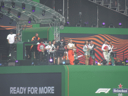 Entertainers on the Arena Stage at Circuit Zandvoort, viewed from the Eastside Grandstand 3, during the Formula 1 Pre-Qualification Show