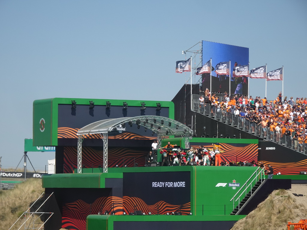 Entertainers on the Arena Stage at Circuit Zandvoort, viewed from the Eastside Grandstand 3, during the Formula 1 Pre-Qualification Show