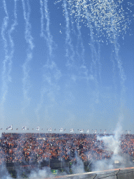 Fireworks above the Arena Grandstands at Circuit Zandvoort, viewed from the Eastside Grandstand 3, during the Formula 1 Pre-Qualification Show