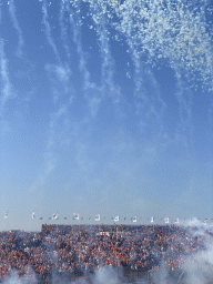 Fireworks above the Arena Grandstands at Circuit Zandvoort, viewed from the Eastside Grandstand 3, during the Formula 1 Pre-Qualification Show