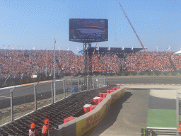 Formula 1 car of Max Verstappen at the Hans Ernst Chicane at Circuit Zandvoort, viewed from the Eastside Grandstand 3, during the Formula 1 Qualification Session 2