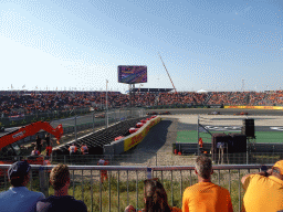 Formula 2 cars of Clément Novalak, Dennis Hauger, Liam Lawson, Jüri Vips and Ayumu Iwasa at the Hans Ernst Chicane at Circuit Zandvoort, viewed from the Eastside Grandstand 3, during the Formula 2 Sprint Race