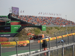 Formula 2 cars of Felipe Drugovich and Jack Doohan at the Hans Ernst Chicane at Circuit Zandvoort, viewed from the Eastside Grandstand 3, during the Formula 2 Feature Race
