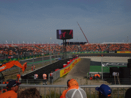 Formula 2 cars of Jack Doohan, Ayumu Iwasa, Richard Verschoor and Dennis Hauger at the Hans Ernst Chicane at Circuit Zandvoort, viewed from the Eastside Grandstand 3, during the Formula 2 Feature Race