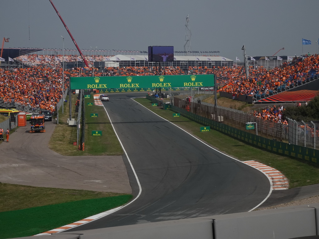 The straight between turns 12 and 13 at Circuit Zandvoort, during the Porsche Mobil 1 Supercup Race