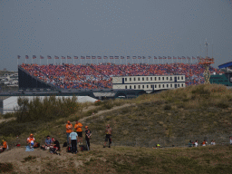 Fans at the General Admission 2 between turn 13 and the Arie Luyendyk corner, the Paddock and the Ben Pon Grandstand at Circuit Zandvoort, during the Porsche Mobil 1 Supercup Race