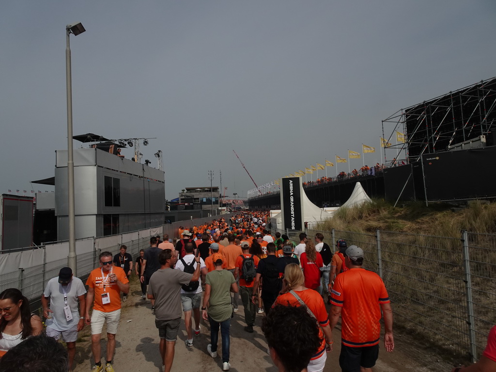 Fans walking to the Arena Grandstands at Circuit Zandvoort, during the Porsche Mobil 1 Supercup Race