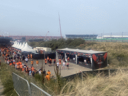 The area with the Arena Grandstands, the Ben Pon Grandstand, the Main Granstand and the Pit Grandstand at Circuit Zandvoort, viewed from the front of the DGP Founders Lounge, during the Porsche Mobil 1 Supercup Race