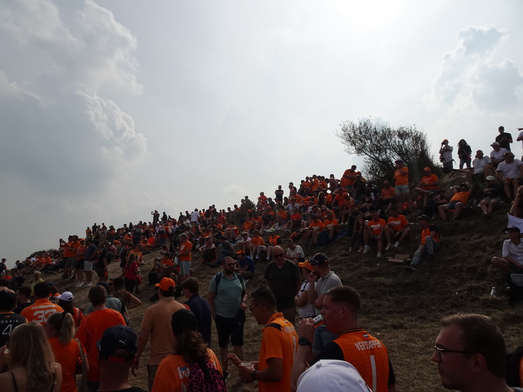 Fans at the dunes next to turn 13 at Circuit Zandvoort, during the Porsche Mobil 1 Supercup Race