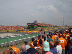 Charles Leclerc, Carlos Sainz, Sebastian Vettel and Lance Stroll at the Hans Ernst Chicane at Circuit Zandvoort, viewed from the Eastside Grandstand 3, during the Formula 1 Drivers` Parade