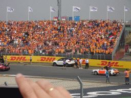 Charles Leclerc at the Hans Ernst Chicane at Circuit Zandvoort, viewed from the Eastside Grandstand 3, during the Formula 1 Drivers` Parade