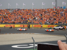 Carlos Sainz and Sebastian Vettel at the Hans Ernst Chicane at Circuit Zandvoort, viewed from the Eastside Grandstand 3, during the Formula 1 Drivers` Parade