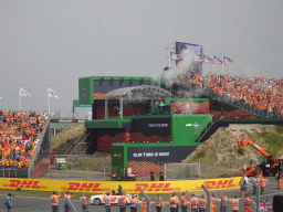 Sergio Perez at the Hans Ernst Chicane at Circuit Zandvoort, viewed from the Eastside Grandstand 3, during the Formula 1 Drivers` Parade