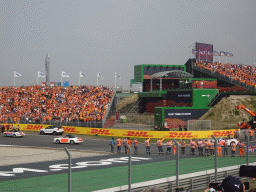 Sergio Perez and Valtteri Bottas at the Hans Ernst Chicane at Circuit Zandvoort, viewed from the Eastside Grandstand 3, during the Formula 1 Drivers` Parade