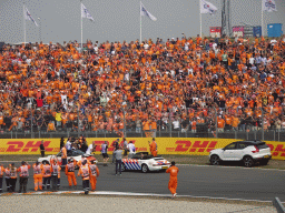 Max Verstappen and Sergio Perez at the Hans Ernst Chicane at Circuit Zandvoort, viewed from the Eastside Grandstand 3, during the Formula 1 Drivers` Parade