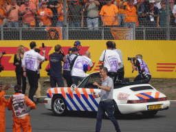 Max Verstappen at the Hans Ernst Chicane at Circuit Zandvoort, viewed from the Eastside Grandstand 3, during the Formula 1 Drivers` Parade