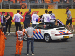 Max Verstappen at the Hans Ernst Chicane at Circuit Zandvoort, viewed from the Eastside Grandstand 3, during the Formula 1 Drivers` Parade