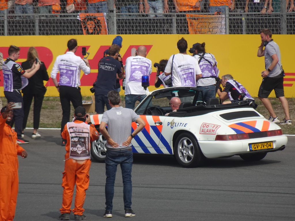 Max Verstappen at the Hans Ernst Chicane at Circuit Zandvoort, viewed from the Eastside Grandstand 3, during the Formula 1 Drivers` Parade