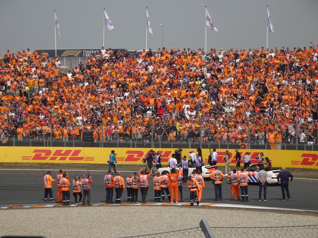 Max Verstappen and Sergio Perez at the Hans Ernst Chicane at Circuit Zandvoort, viewed from the Eastside Grandstand 3, during the Formula 1 Drivers` Parade