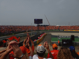 Formula 1 car of Lance Stroll at the Hans Ernst Chicane at Circuit Zandvoort, viewed from the Eastside Grandstand 3, before the Formula 1 Race