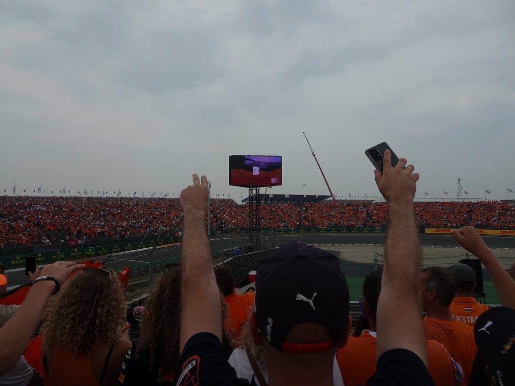 The Eastside Grandstand 3 at Circuit Zandvoort, during the countdown for the formation lap of the Formula 1 Race