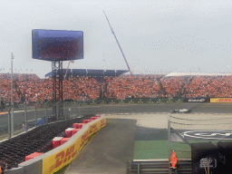 Formula 1 car of Lewis Hamilton at the Hans Ernst Chicane at Circuit Zandvoort, viewed from the Eastside Grandstand 3, during the Formula 1 Race