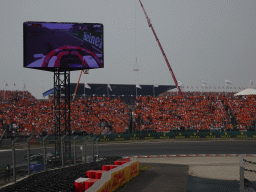 Formula 1 car of George Russell at the Hans Ernst Chicane at Circuit Zandvoort, viewed from the Eastside Grandstand 3, during the Formula 1 Race