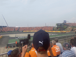 Formula 1 car of Max Verstappen at the Hans Ernst Chicane at Circuit Zandvoort, viewed from the Eastside Grandstand 3, during the Formula 1 Race