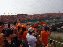 Formula 1 car of Max Verstappen at the Hans Ernst Chicane at Circuit Zandvoort, viewed from the Eastside Grandstand 3, during the Formula 1 Race