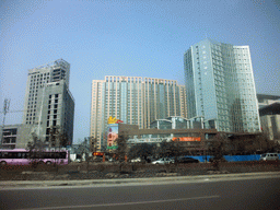 Office buildings, viewed from a car