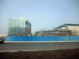 Office buildings, viewed from a car