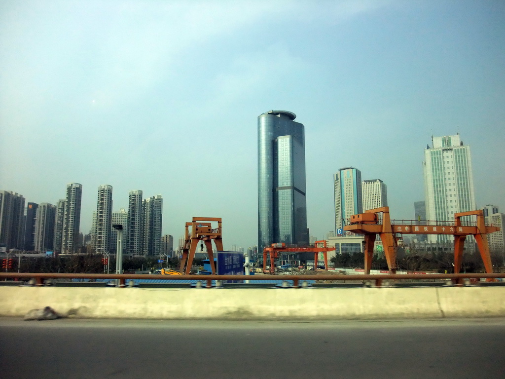 Buildings at Zhengdong New Area, viewed from a car