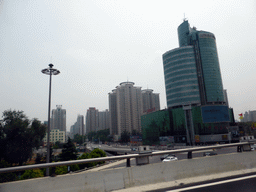 Skyscrapers at the intersection of Nanyang Road and Jinshui Road, viewed from the car