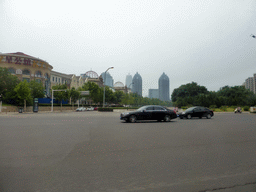 KTV building, the Greenland Plaza tower and other skyscrapers at the Zhengzhou International Convention Center, viewed from the car