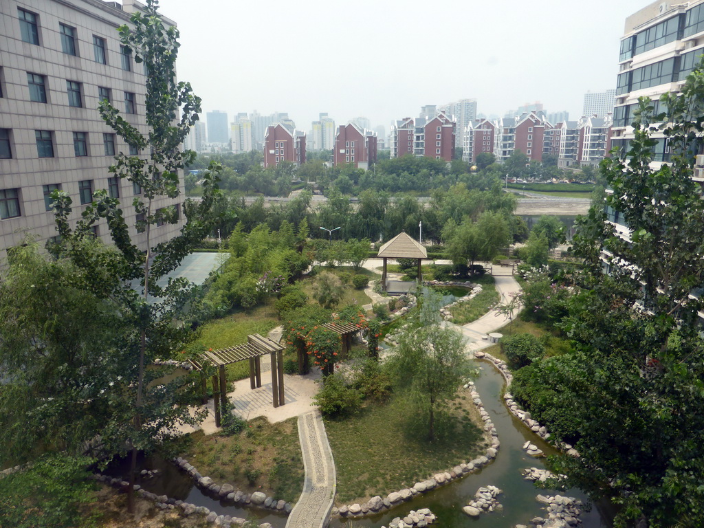 Garden and apartment buildings, viewed from the Yufengyuan Jindingdian restaurant
