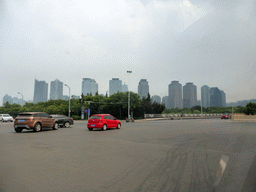 The Zhengzhou International Convention Center, viewed from the car on the Zhongyi West Road
