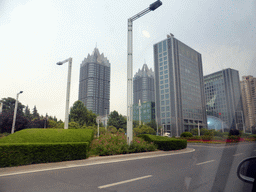 Skyscrapers at the Zhengzhou International Convention Center, viewed from the car on the Shangwu Inner Ring Road