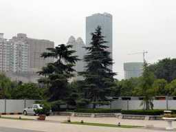 Skyscrapers in the city center, viewed from the parking lot of the Henan Museum