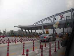 Exit from the toll road at the G4 highway, viewed from the car