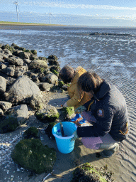 Miaomiao and Max looking for shellfish at the Stille Strand beach