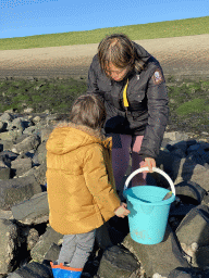 Miaomiao and Max looking for shellfish at the Stille Strand beach