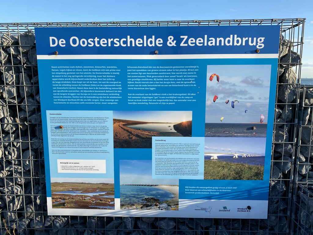 Information on the Oosterschelde river and the Zeelandbrug bridge