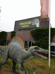Spinosaurus statue in front of Dinoland Zwolle at the Willemsvaart street