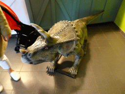 Triceratops statue in the lobby of Dinoland Zwolle